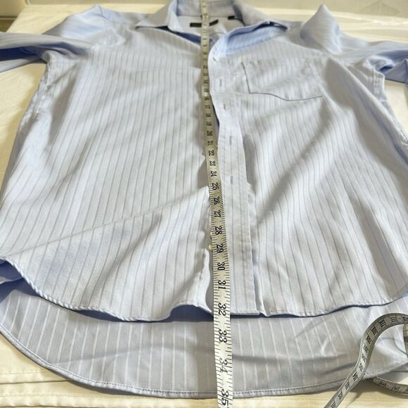 DONALD J TRUMP SIGNATURE MEN'S 15 1/2 34/35 BLUE NO IRON BUTTON DOWN SHIRT - Picture 7 of 10